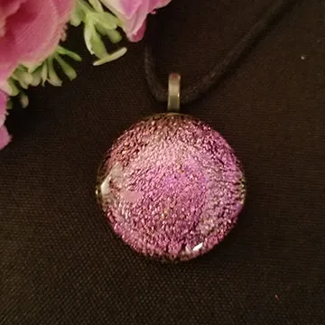 Stunning Dichroic Pink Gold Fused Glass Pendant, gift, present