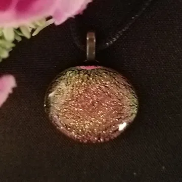 Stunning Dichroic Pink Gold Fused Glass Pendant, gift, present