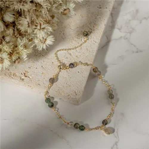 Stunning Double-Layered Natural Green Crystal Bracelet