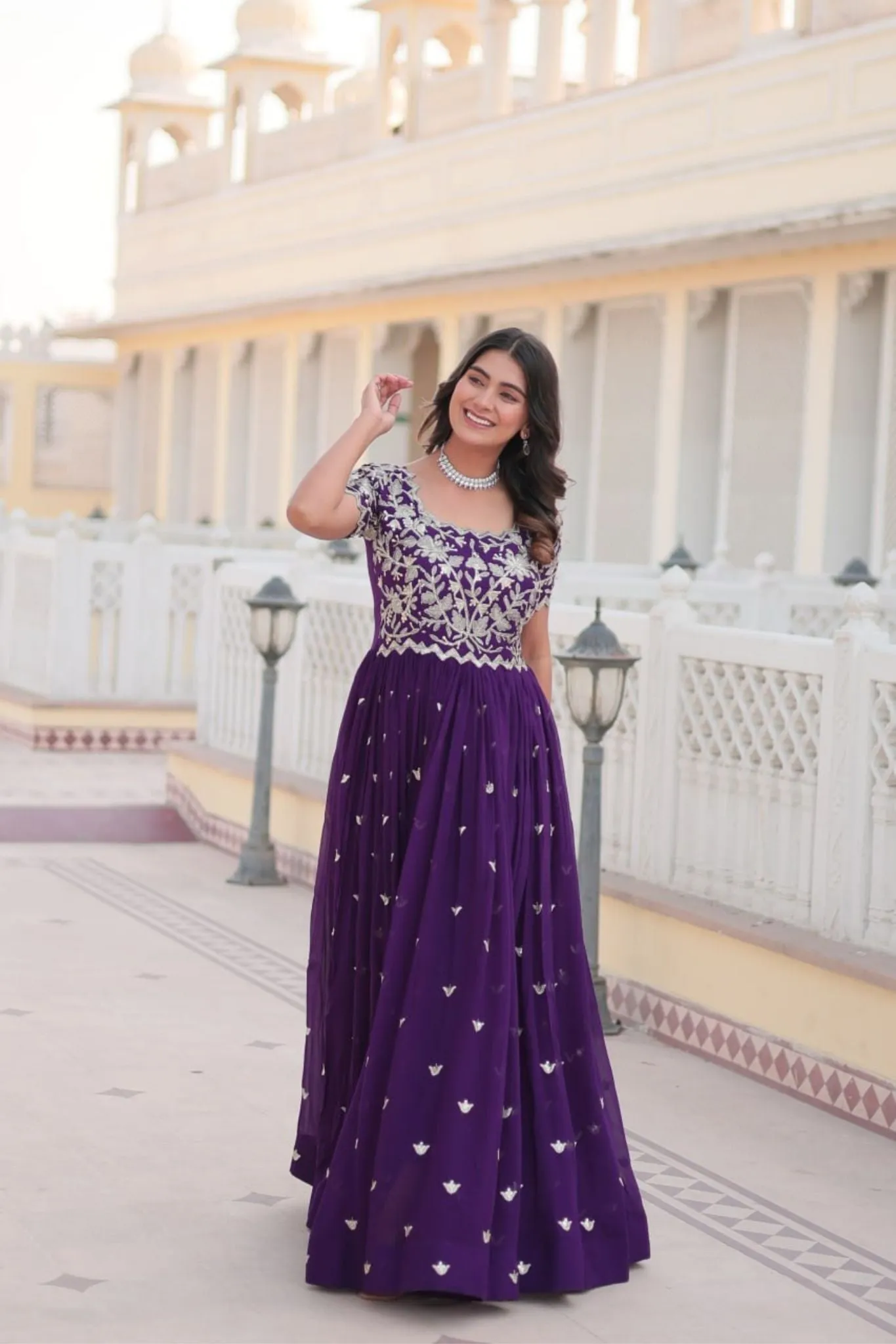 Stunning Embroidered Gown With Sequins Work