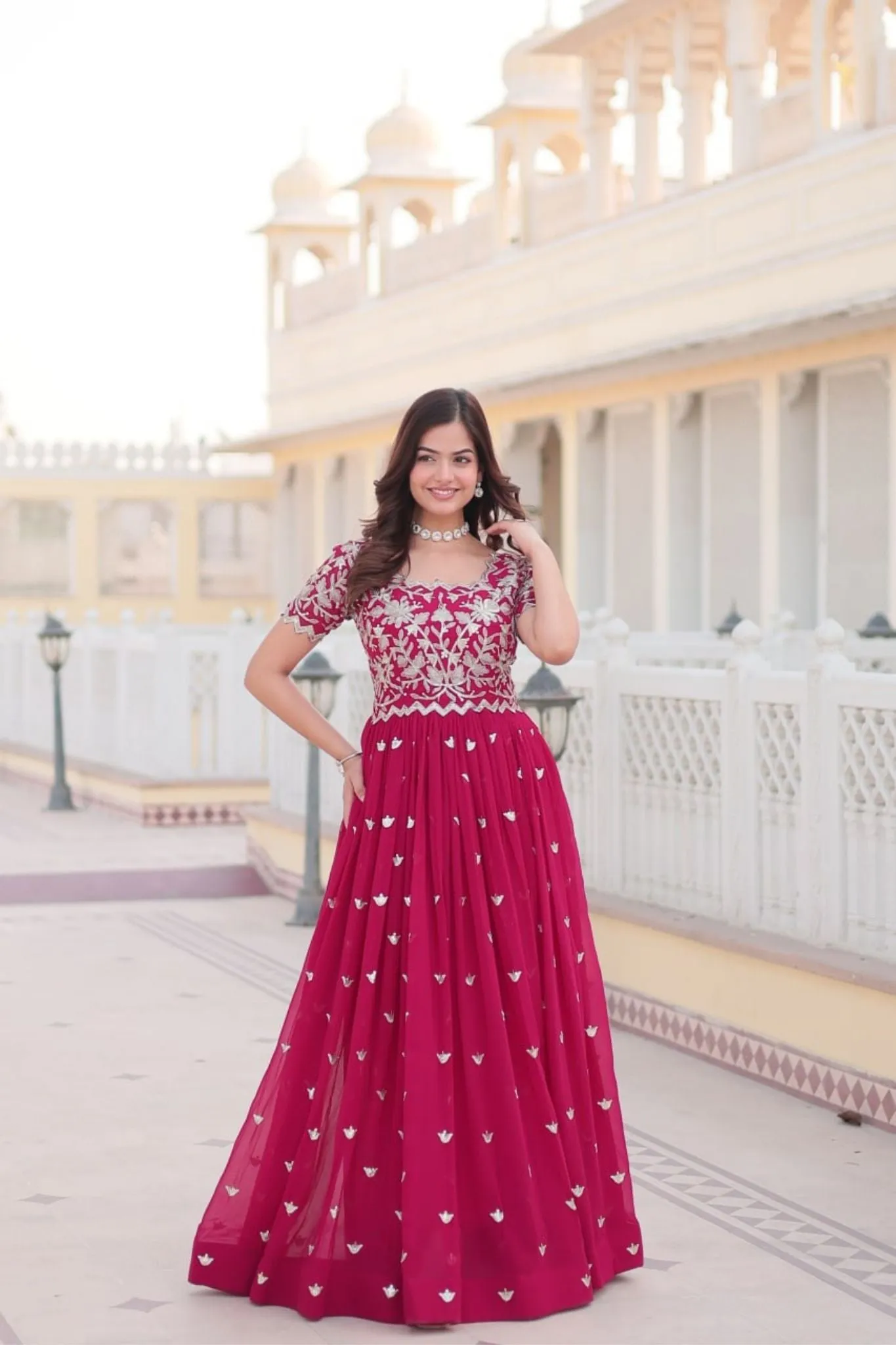 Stunning Embroidered Gown With Sequins Work