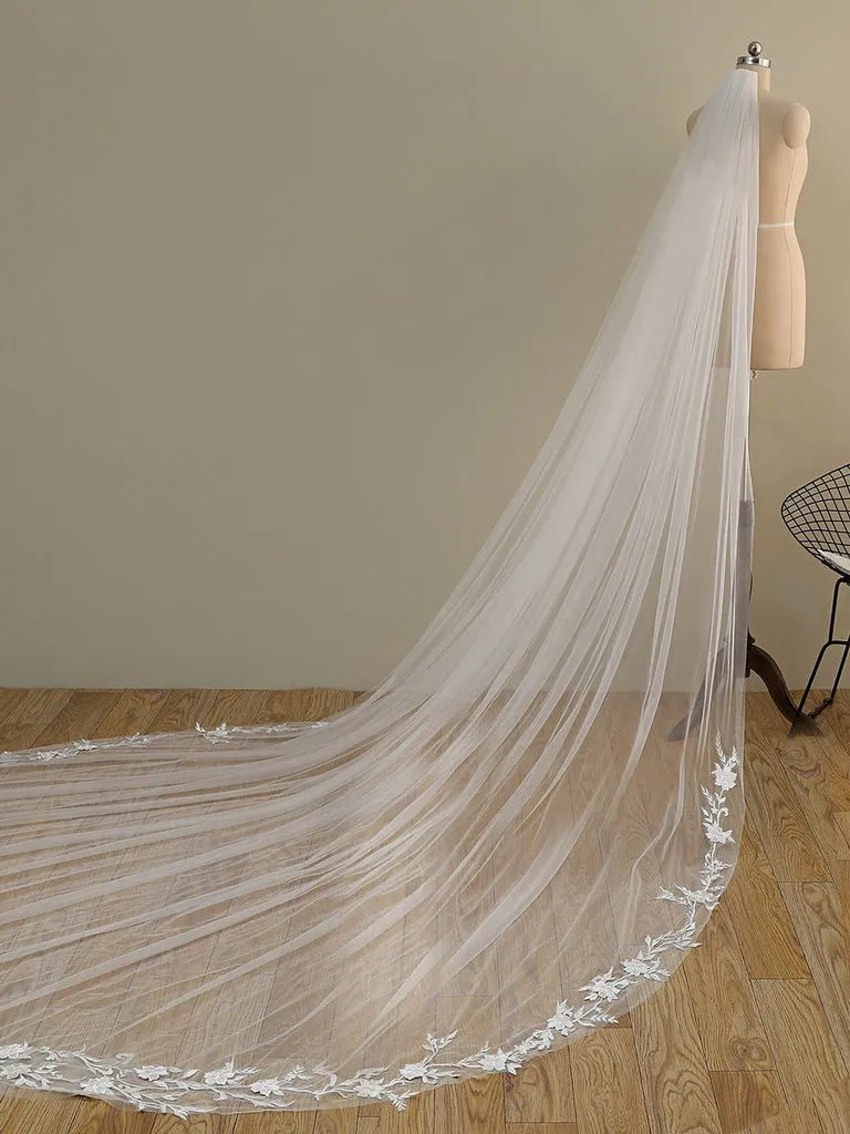 Stunning Flower Lace Cathedral Veil Bridal Veil Wedding Veil