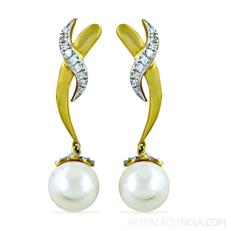 Stunning Gold-Plated Silver Earrings with Cubic Zirconia & Pearls