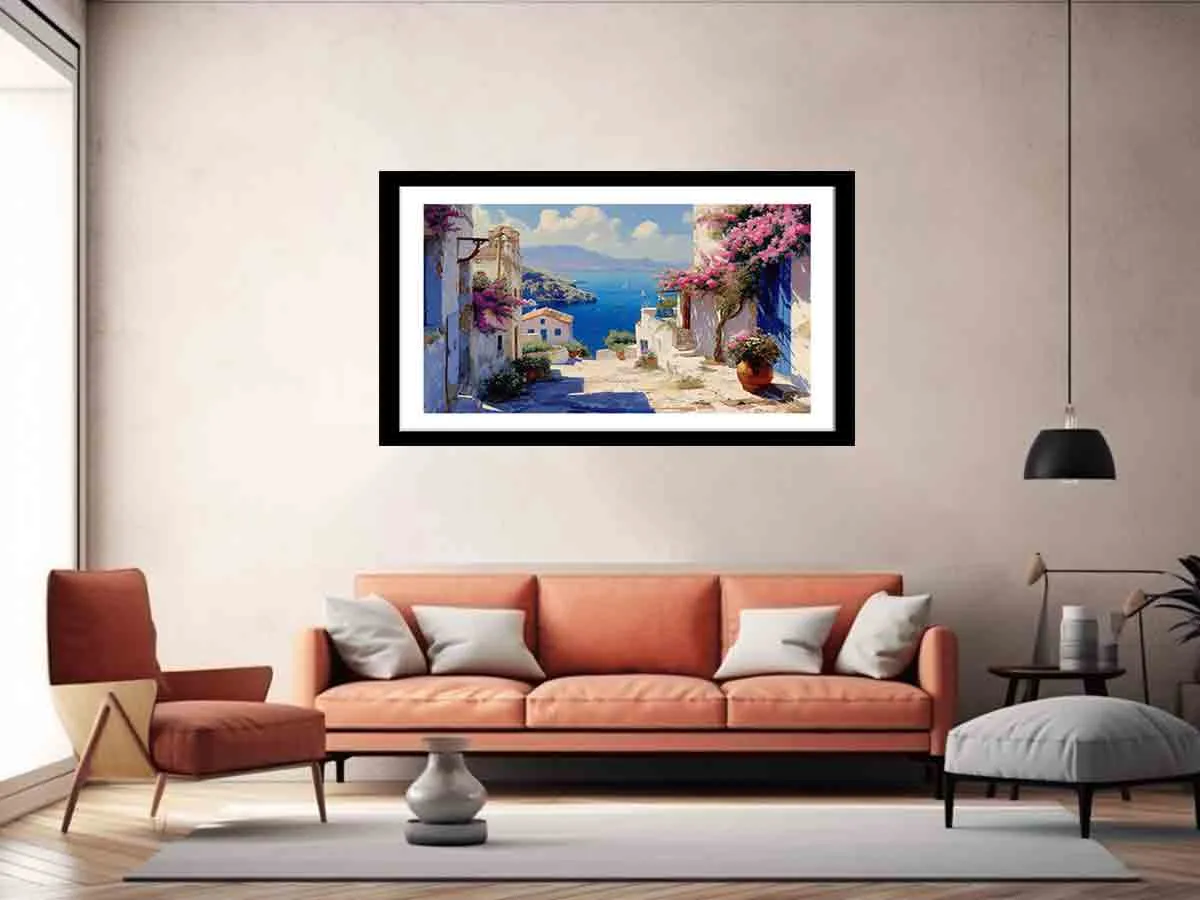 Stunning Greek Village Framed Print - High Quality Wall Art