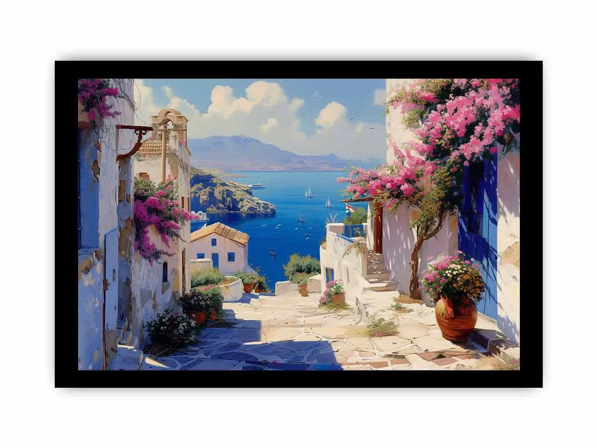 Stunning Greek Village Framed Print - High Quality Wall Art