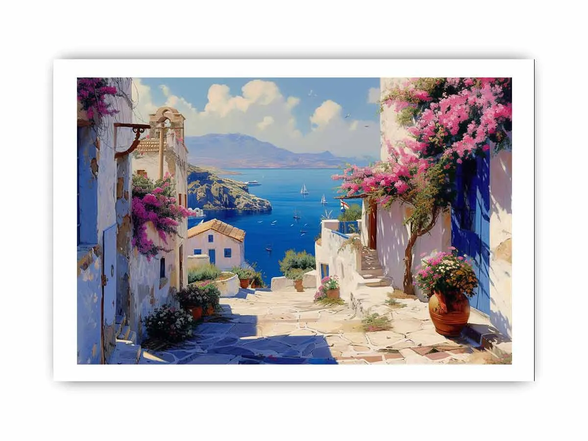 Stunning Greek Village Framed Print - High Quality Wall Art