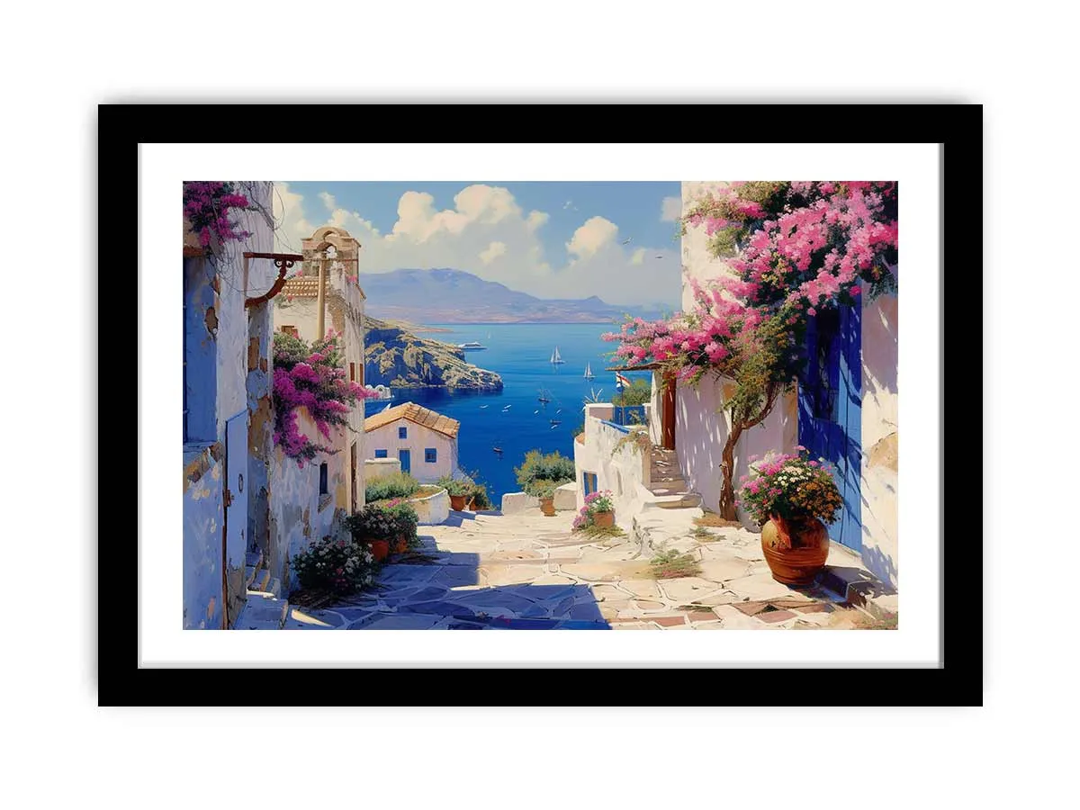 Stunning Greek Village Framed Print - High Quality Wall Art