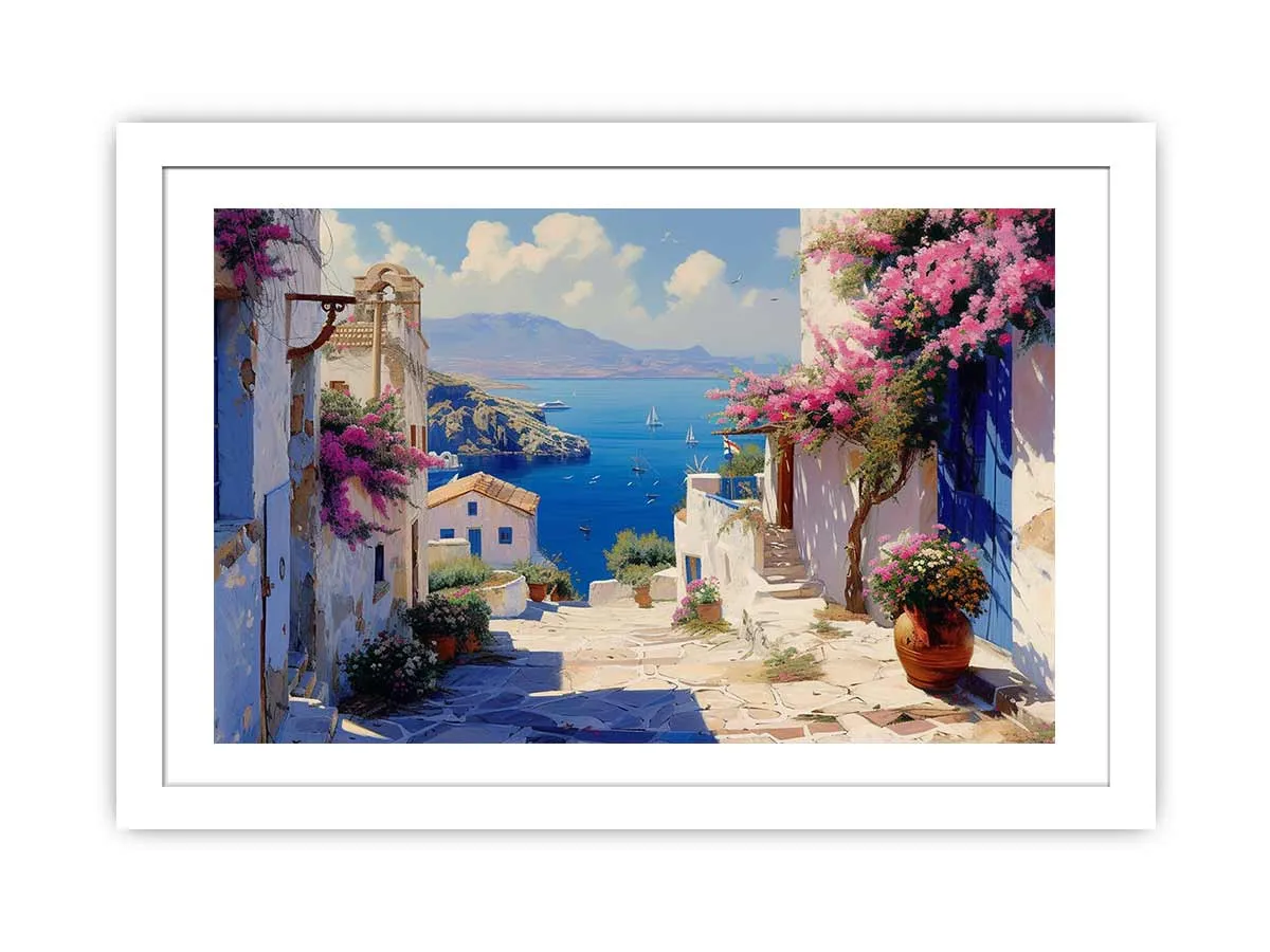 Stunning Greek Village Framed Print - High Quality Wall Art