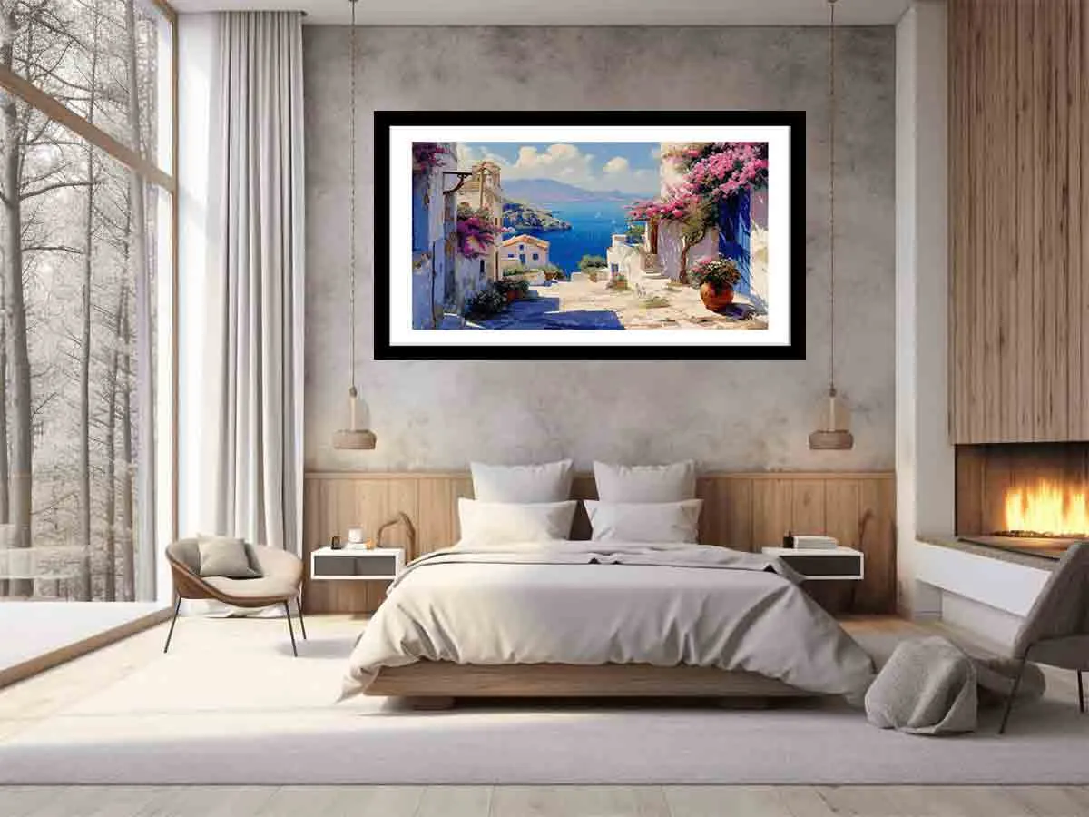 Stunning Greek Village Framed Print - High Quality Wall Art