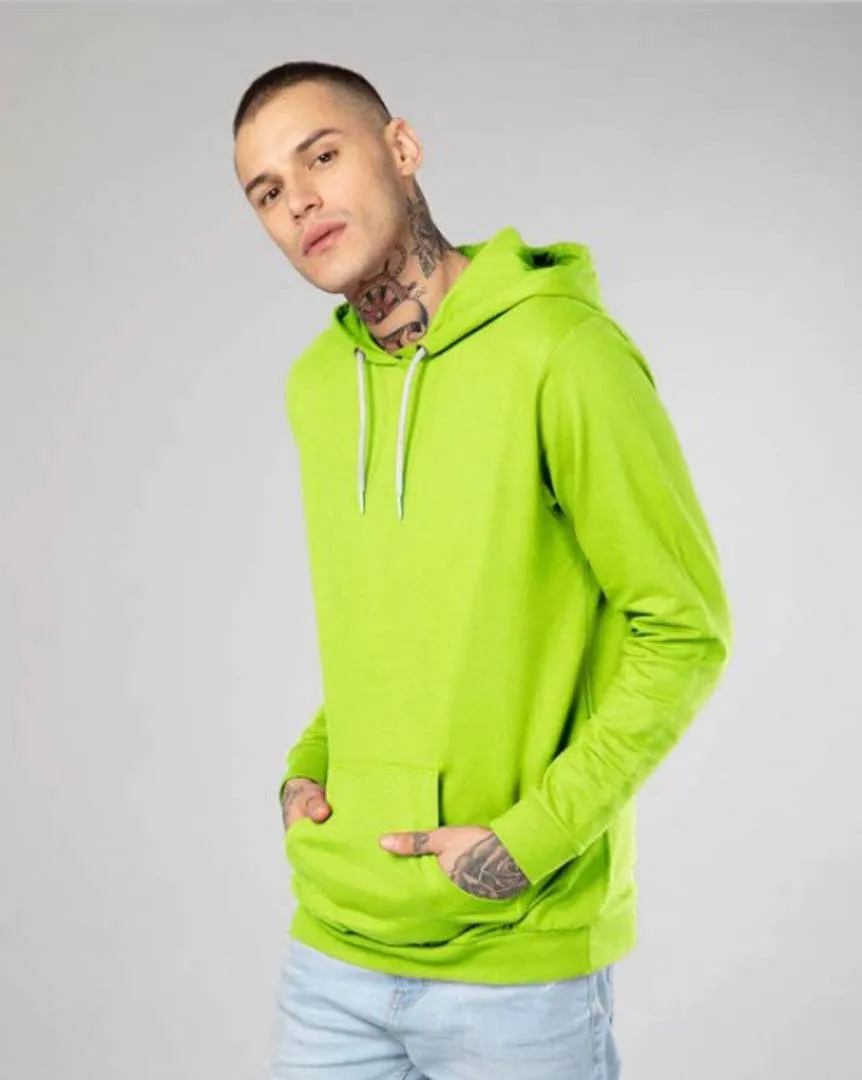 Stunning Green Cotton Solid Long Sleeves Hoodies For Men