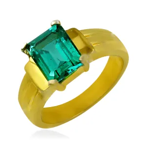 Stunning Green Cubic Zirconia Gemstone Ring - Silver & Gold Plated