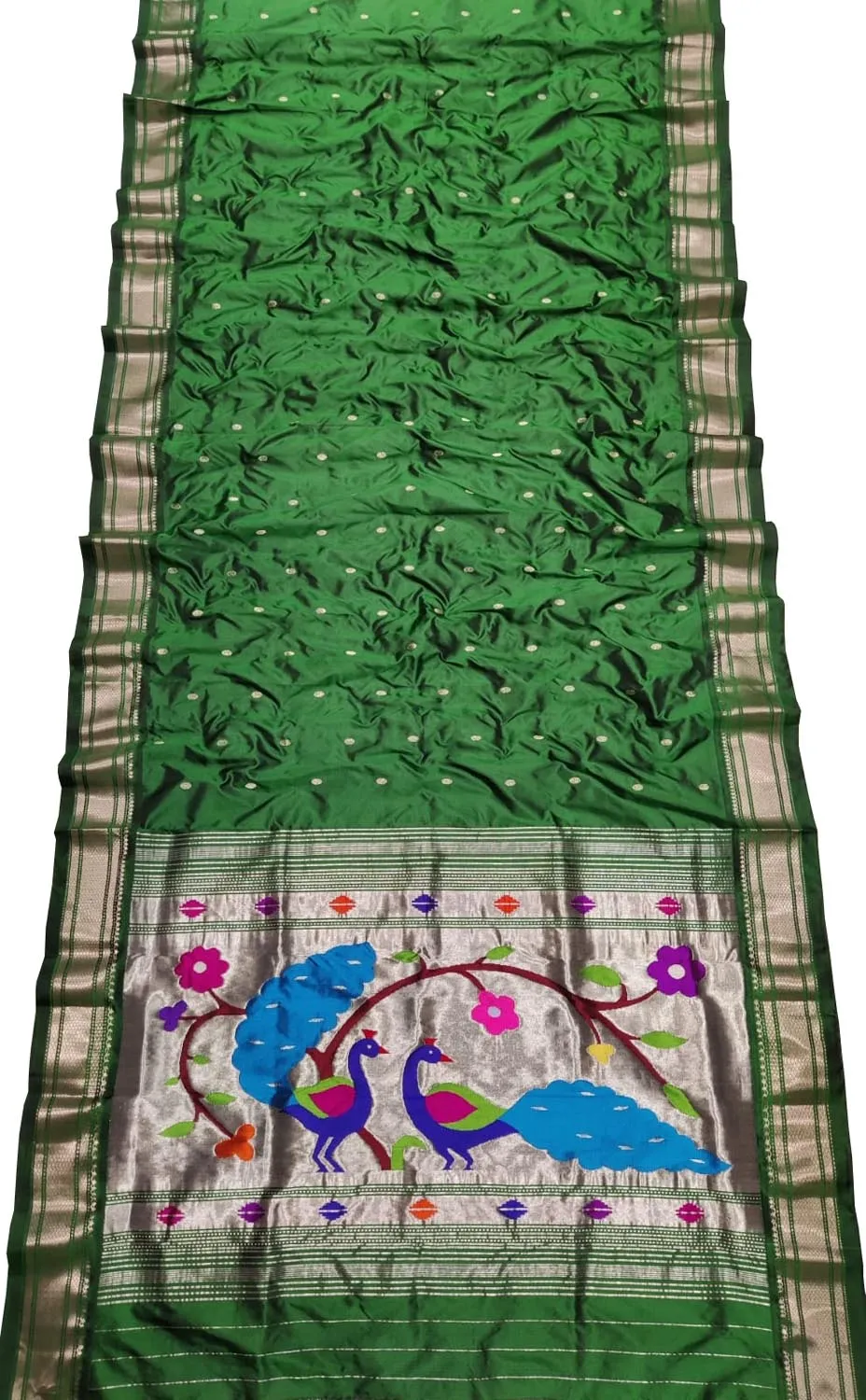 Stunning Green Paithani Handloom Silk Saree - Pure Elegance