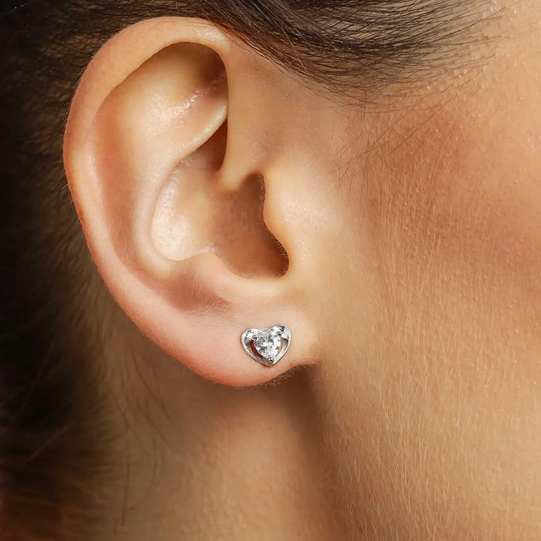 Stunning Heart CZ 925 Sterling Silver Earrings