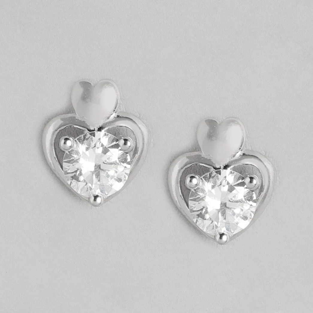 Stunning Heart CZ 925 Sterling Silver Earrings