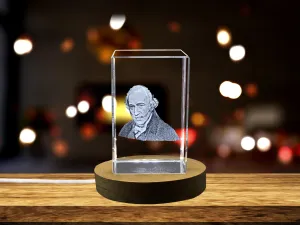 Stunning James Watt Engraved Crystal Sculpture for Steam Engine Enthusiasts