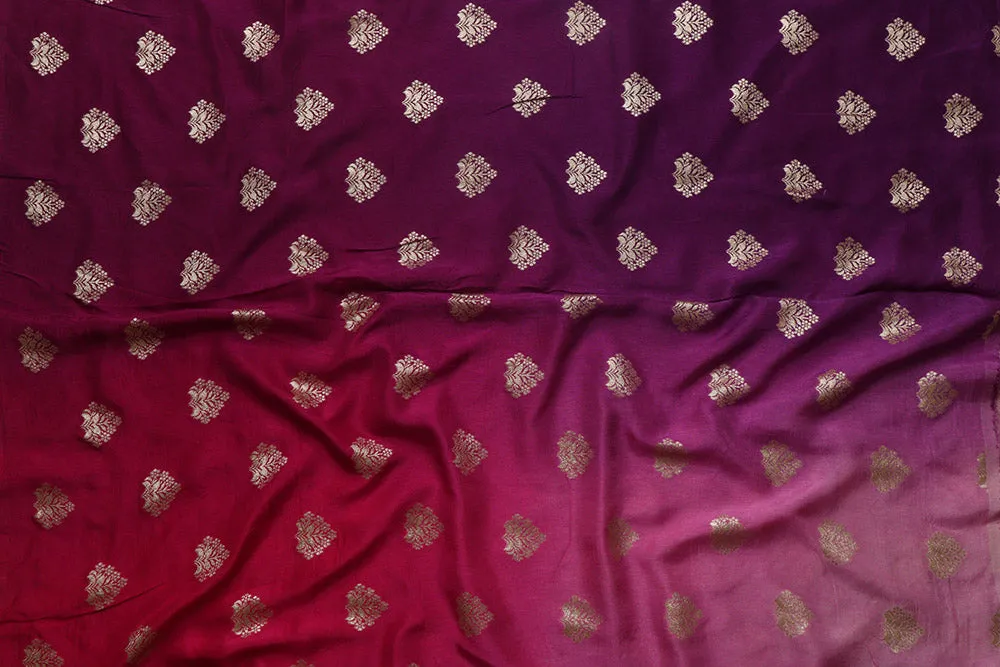 Stunning Multicolor Banarasi Dola Silk Shaded Fabric ( 2.5 Mtr )