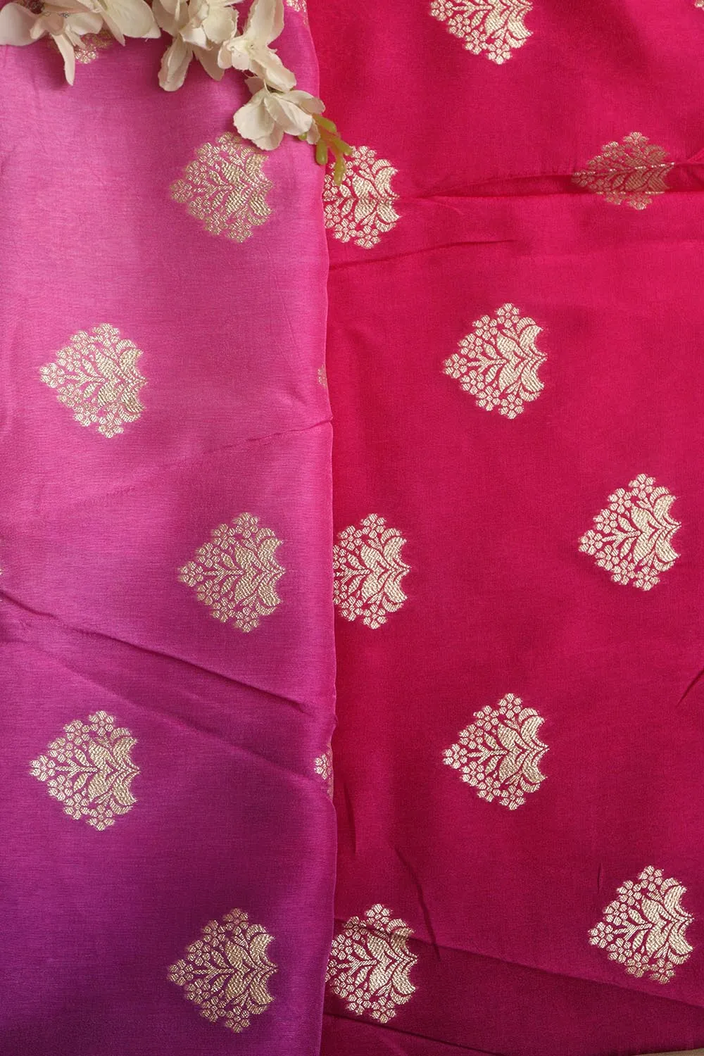 Stunning Multicolor Banarasi Dola Silk Shaded Fabric ( 2.5 Mtr )