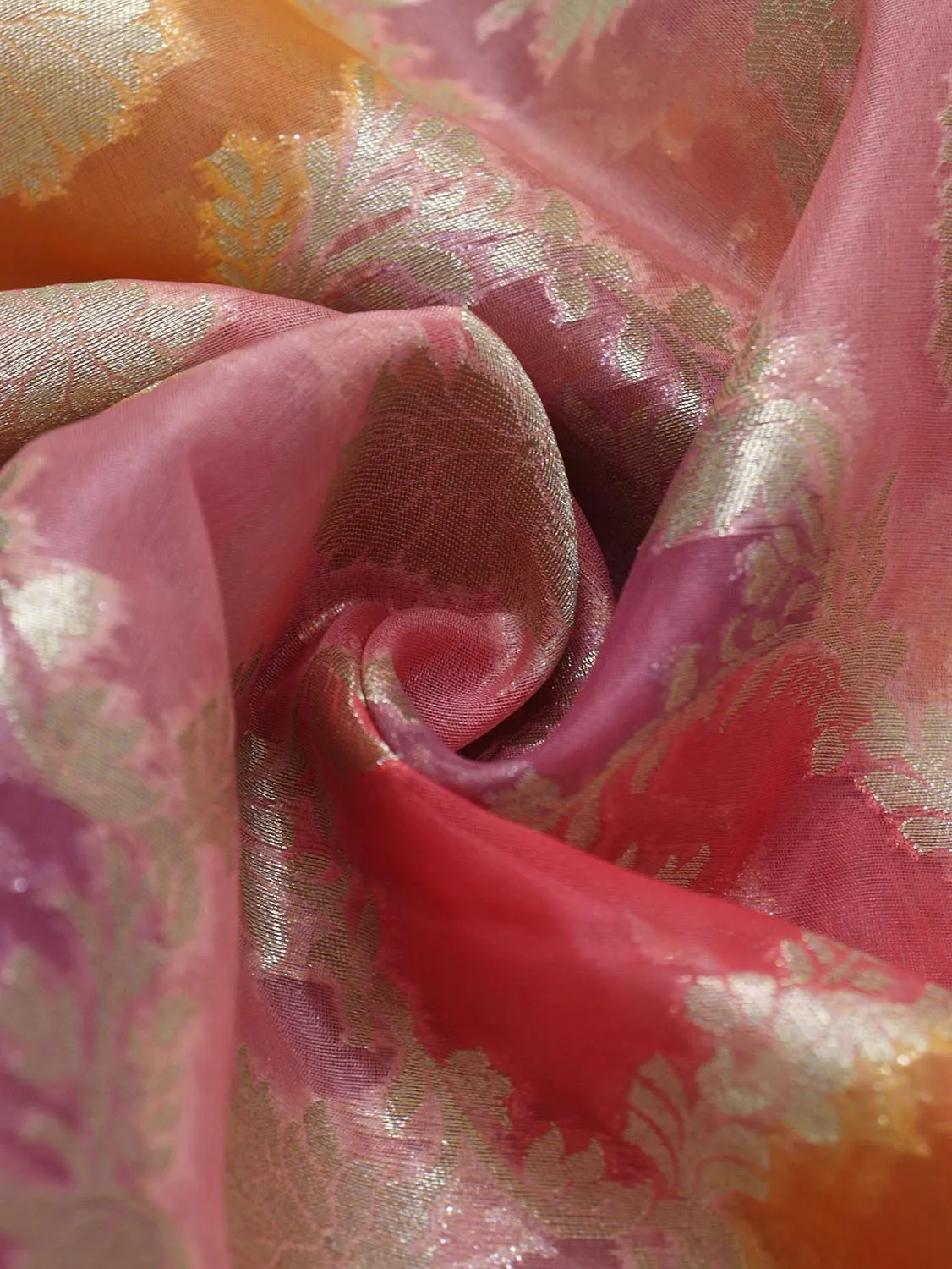 Stunning Multicolor Banarasi Organza Fabric - 1 Mtr Length