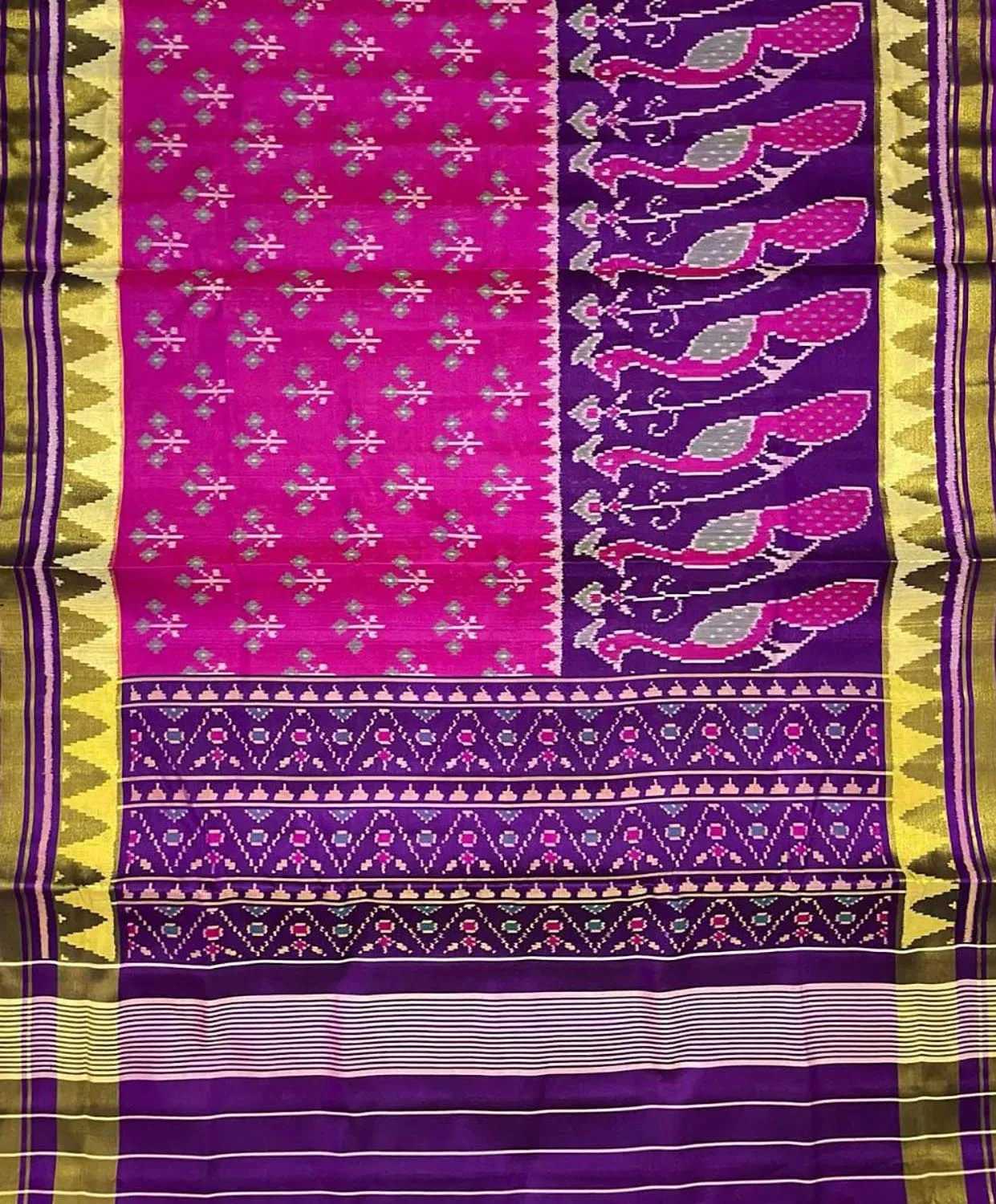 Stunning Multicolor Handloom Patola Ikat Silk Saree