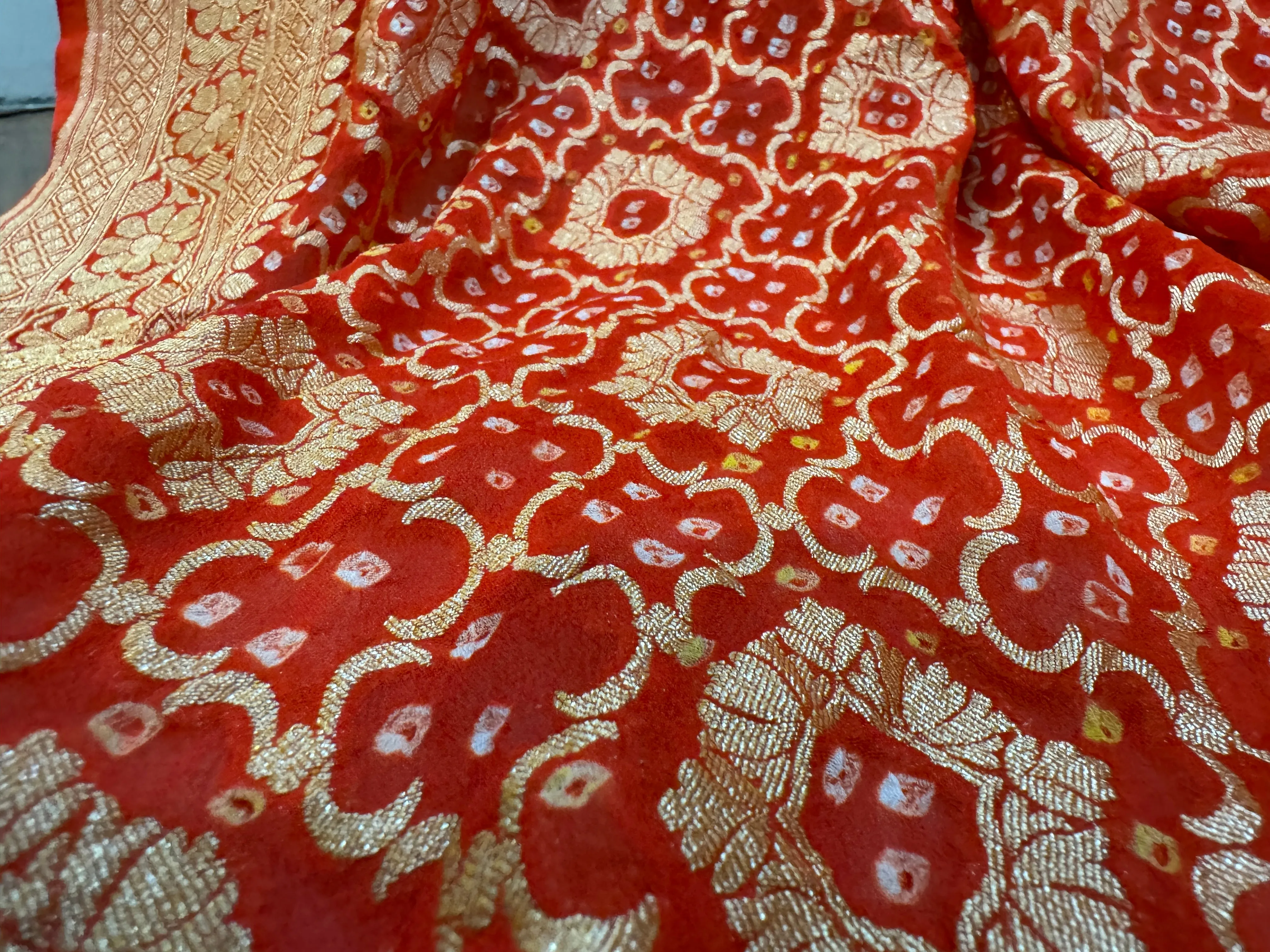 Stunning Orange Bandhani Dupatta