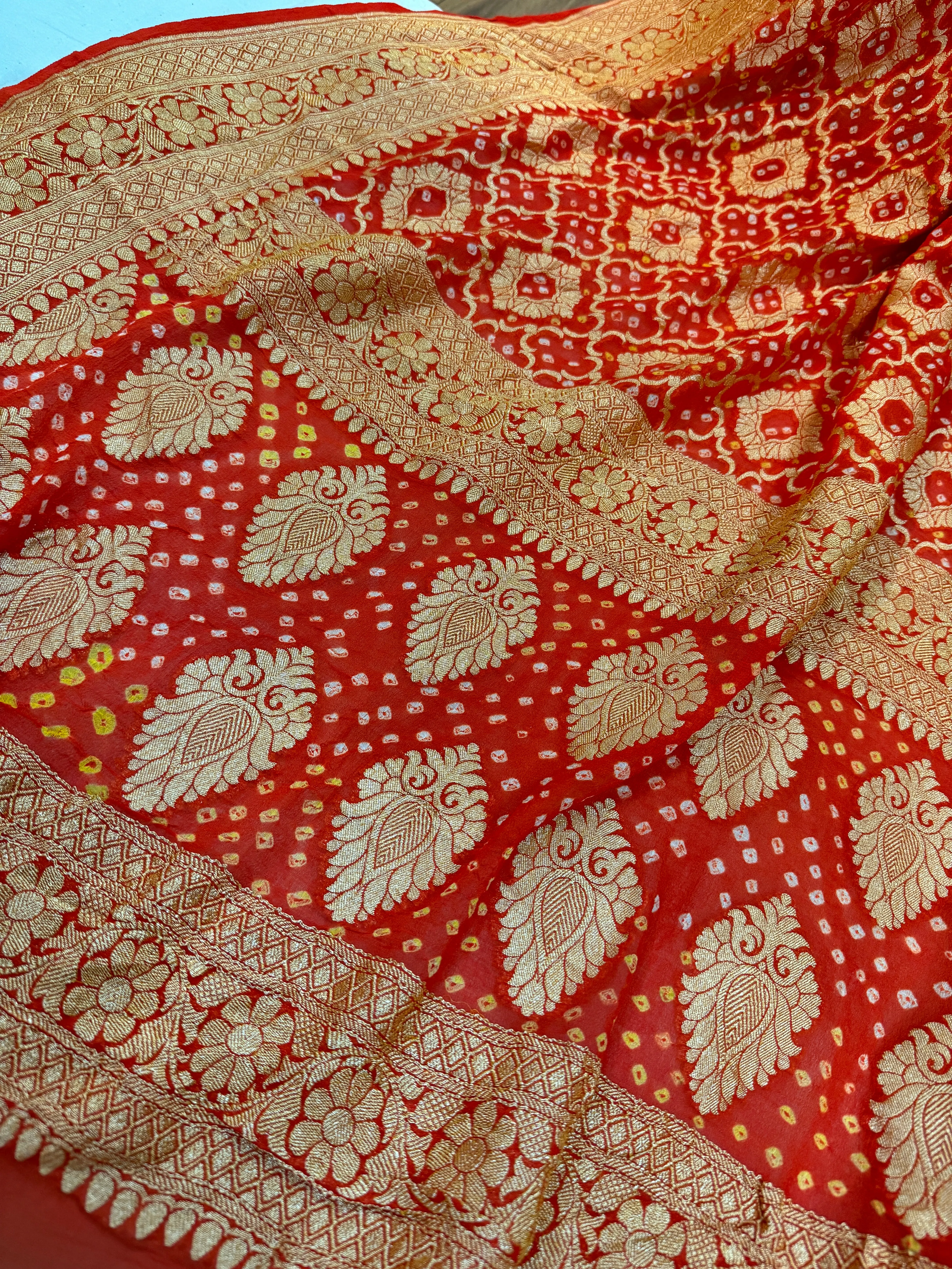 Stunning Orange Bandhani Dupatta