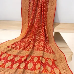 Stunning Orange Bandhani Dupatta