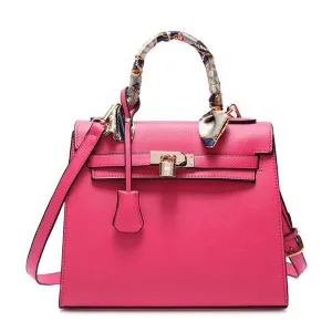 Stunning Padlock Birkin Inspired With Scarf - Pink