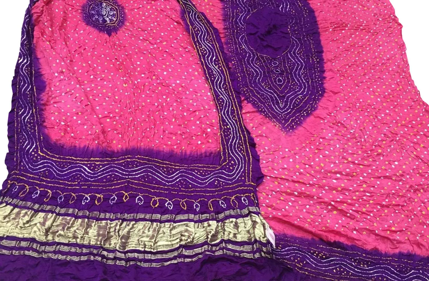 Stunning Pink & Purple Bandhani Gajji Silk Suit