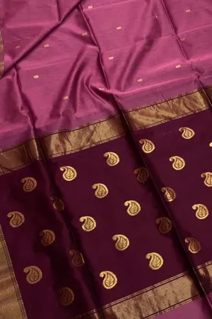 Stunning Pink & Purple Maheshwari Silk Saree