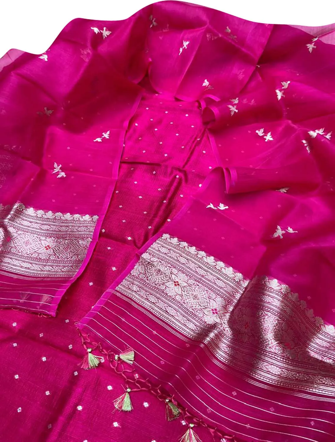 Stunning Pink Banarasi Silk Suit Set with Organza Dupatta