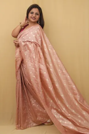 Stunning Pink Banarasi Tissue Silk Saree - Exquisite Design