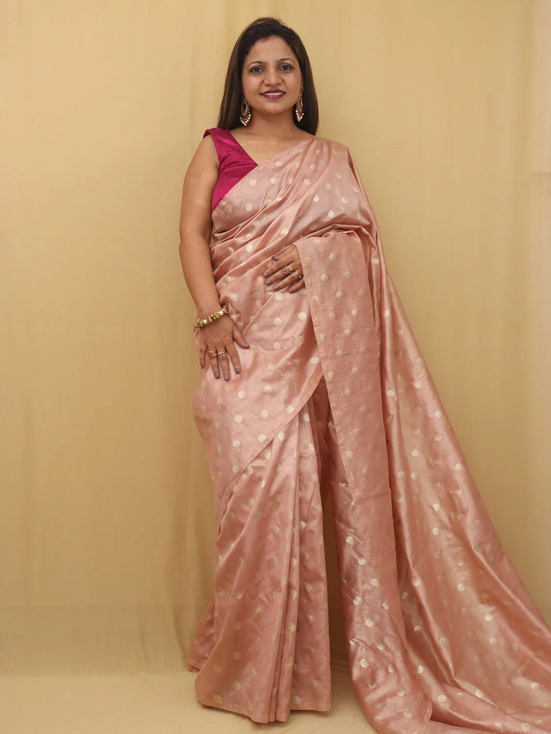 Stunning Pink Banarasi Tissue Silk Saree - Exquisite Design