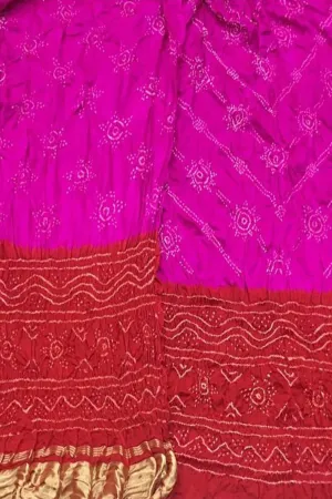 Stunning Pink Bandhani Gajji Silk Suit Set