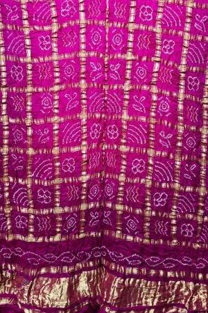 Stunning Pink Bandhani Pure Gajji Silk Gharchola Design Dupatta