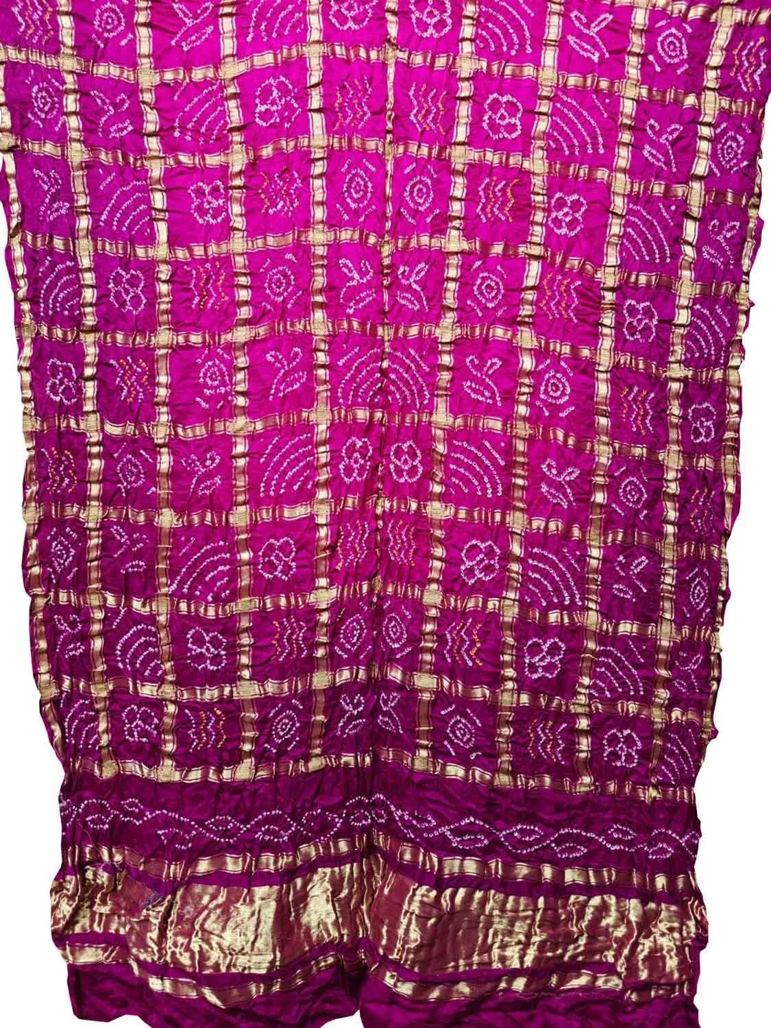 Stunning Pink Bandhani Pure Gajji Silk Gharchola Design Dupatta