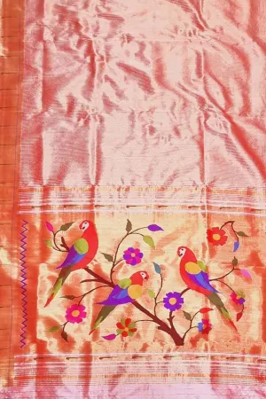 Stunning Pink Paithani Silk Saree with Muniya Border