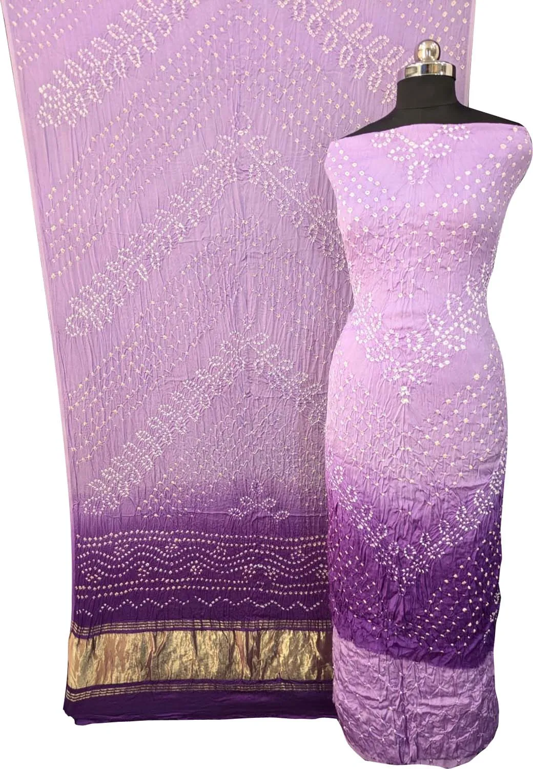 Stunning Purple Bandhani Modal Silk Suit Set