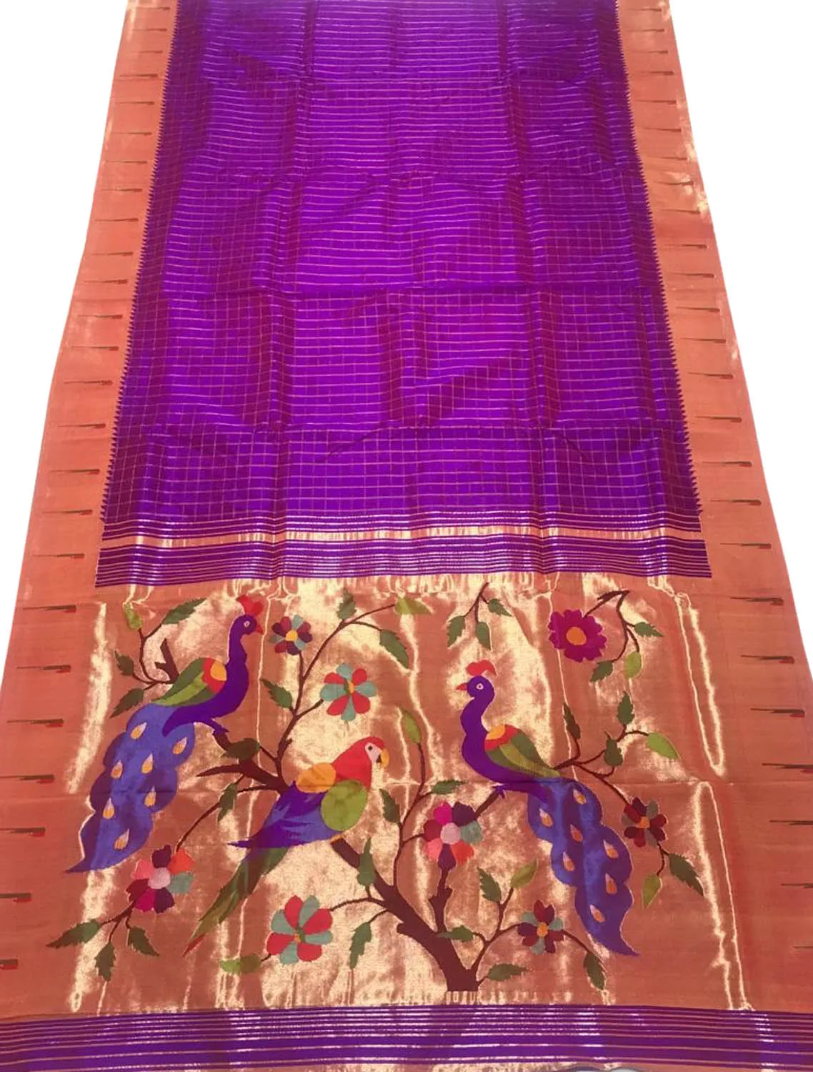 Stunning Purple Paithani Handloom Silk Saree with Muniya Border