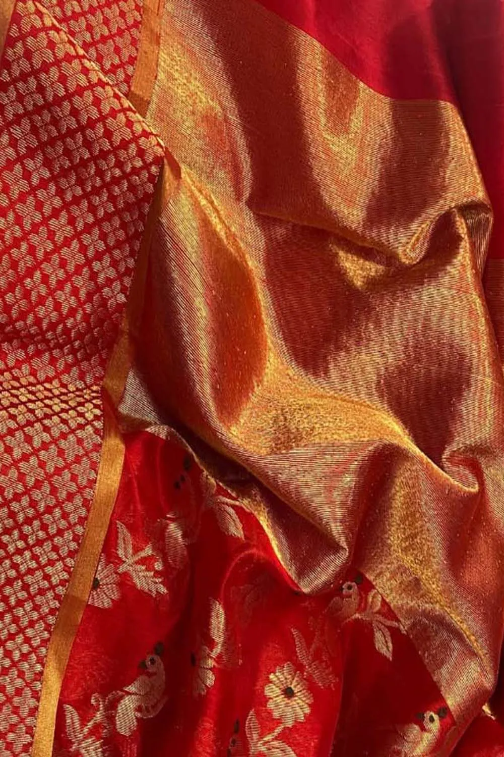 Stunning Red Chanderi Silk Saree Handloomed