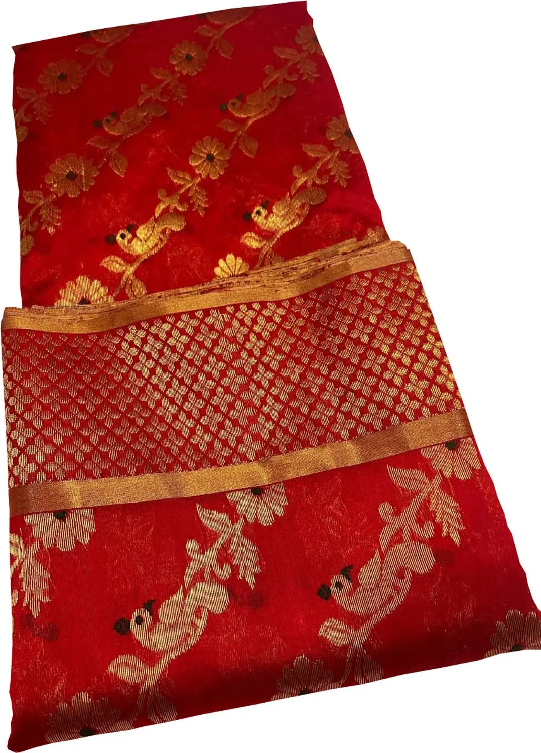 Stunning Red Chanderi Silk Saree Handloomed