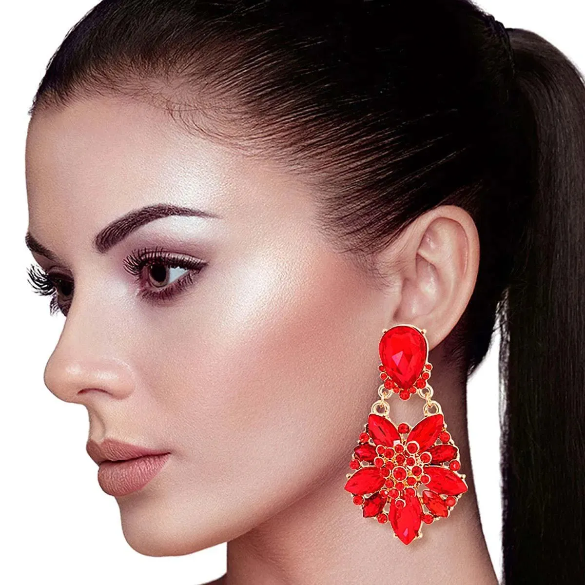 Stunning Red Drop Dangle Earrings: Add Sparkle Today!