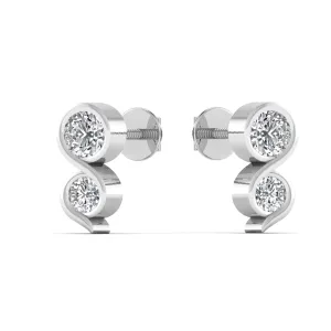 Stunning Two Stone Silver Stud Earrings