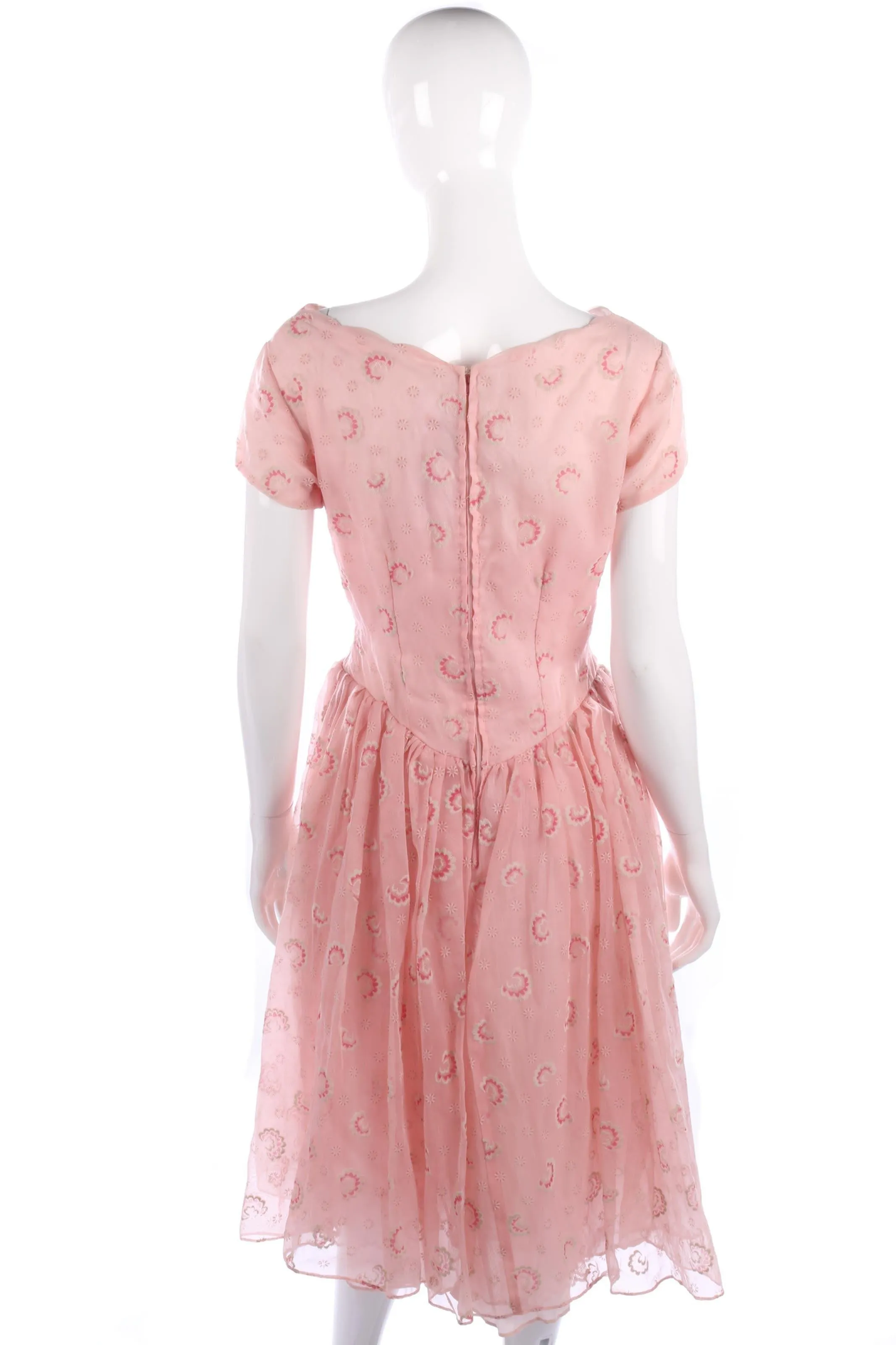 Stunning vintage 1950's pink summer dress size S