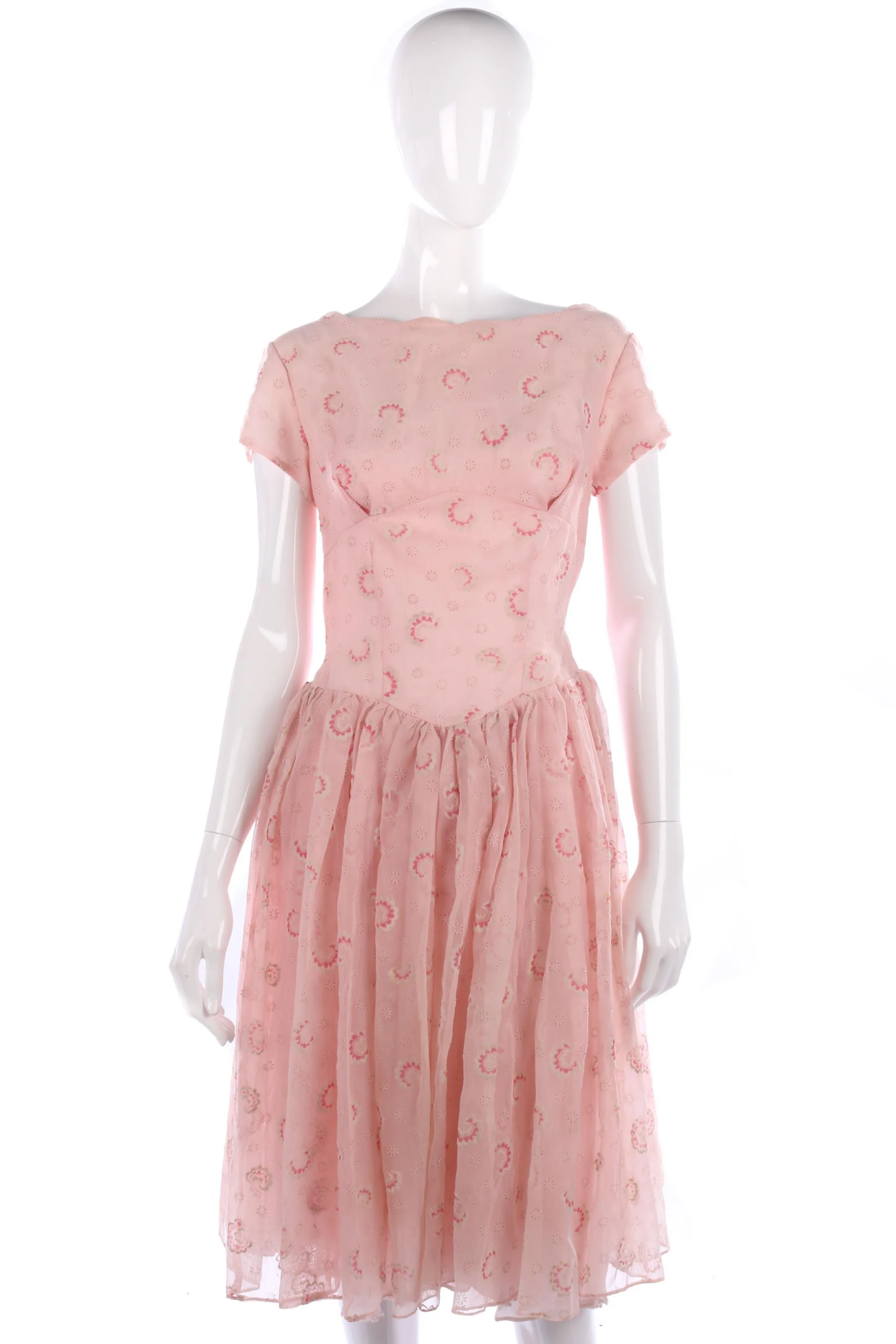 Stunning vintage 1950's pink summer dress size S