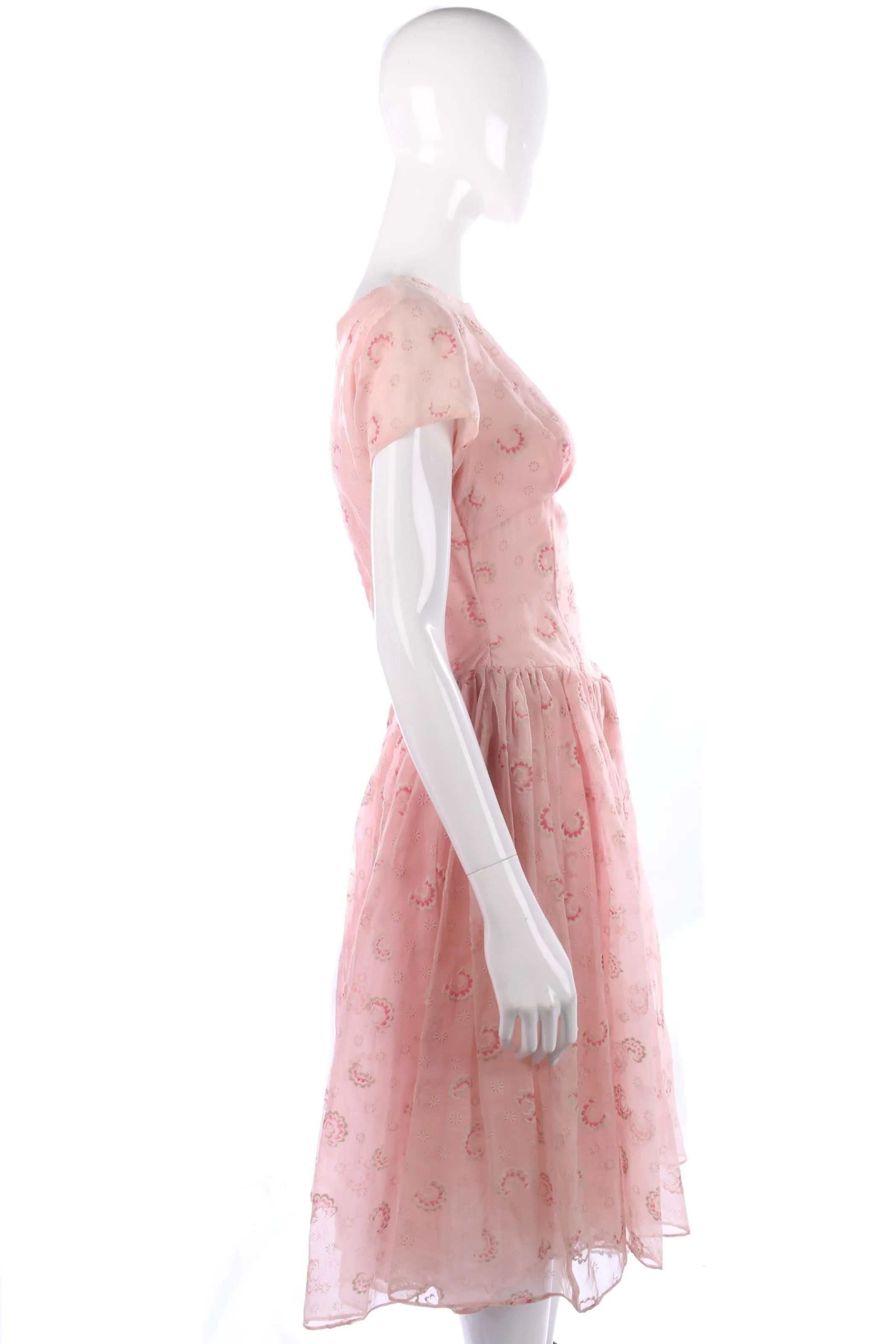 Stunning vintage 1950's pink summer dress size S