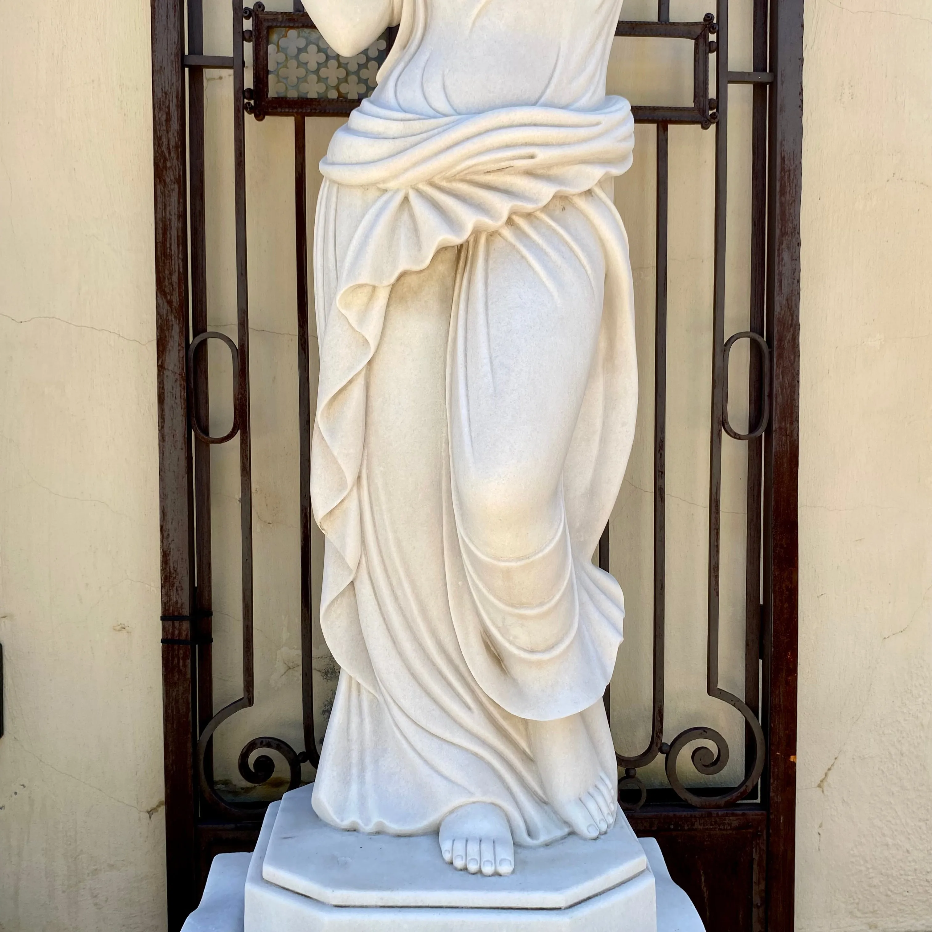 Stunning White Marble Fountain - Lady with Water Jug