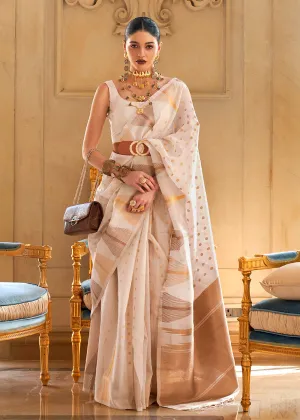 Stunning White Tissue Zari Weaving Bollywood Saree