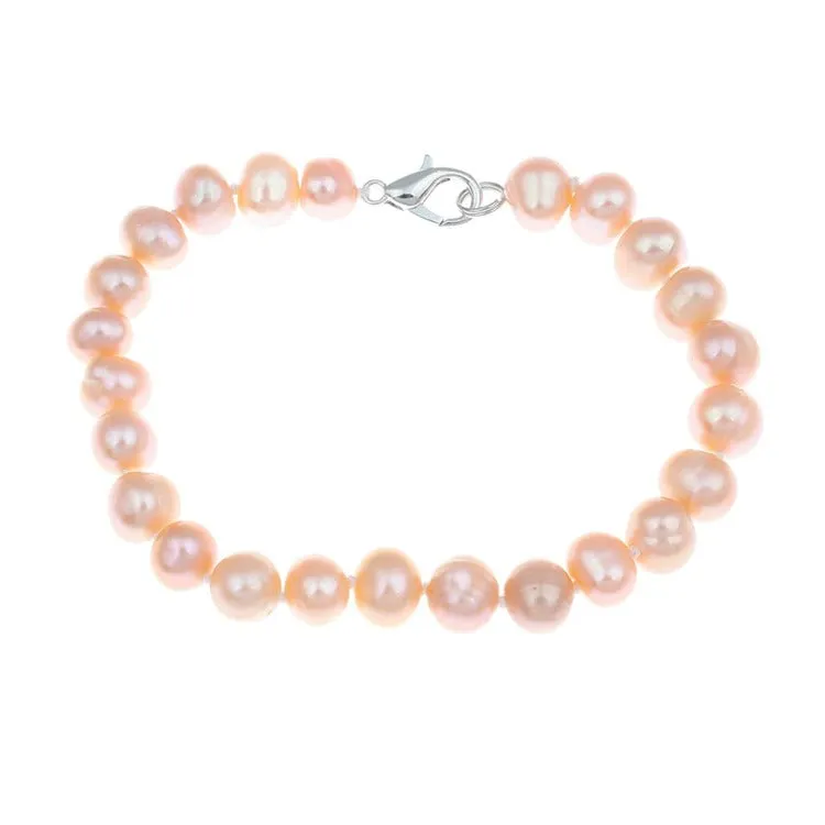 Stunning Women's 7-8mm Freshwater Pearl Bracelet 18.5cm