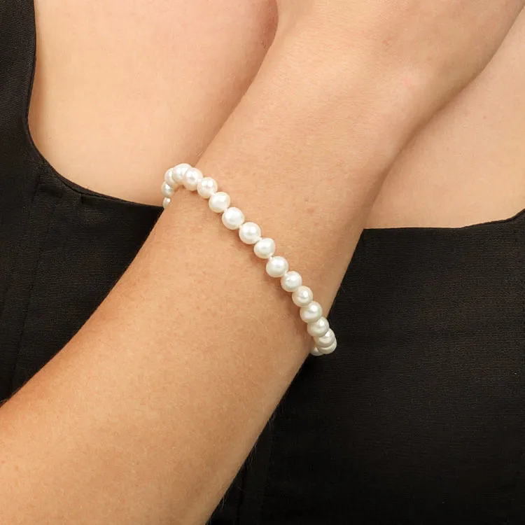 Stunning Women's 7-8mm Freshwater Pearl Bracelet 18.5cm