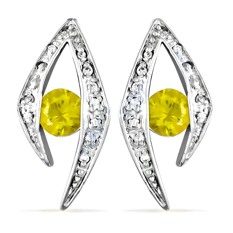 Stunning Yellow & White CZ Gemstone Silver Earrings - Shop Now